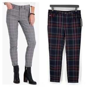 Tommy Hilfiger Tartan Plaid Ankle Pants Size 8 Black Red Stretch Academia Prep